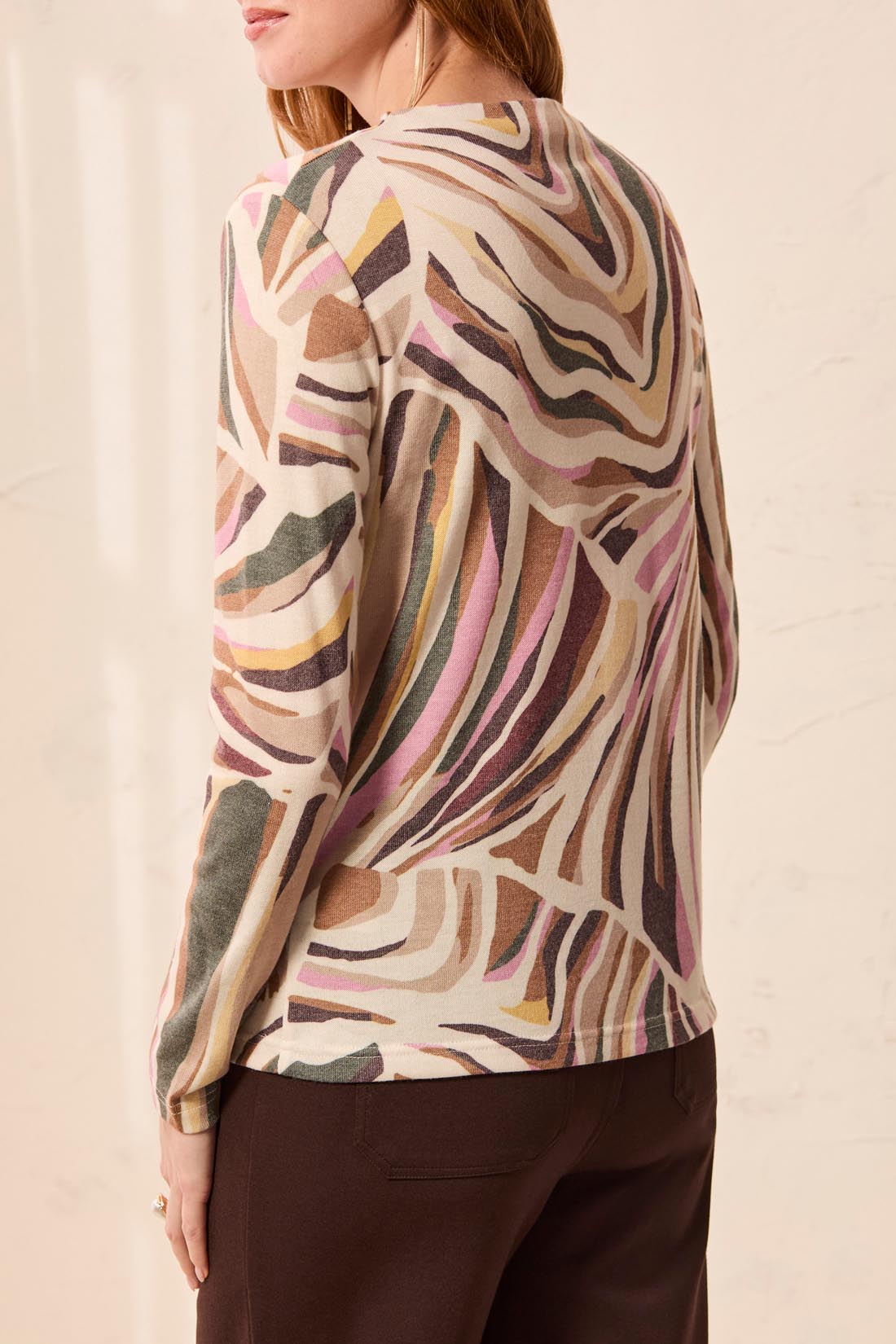 Tribal L/S Funnel Neck Top Saddle Brown 62750-4214-1297