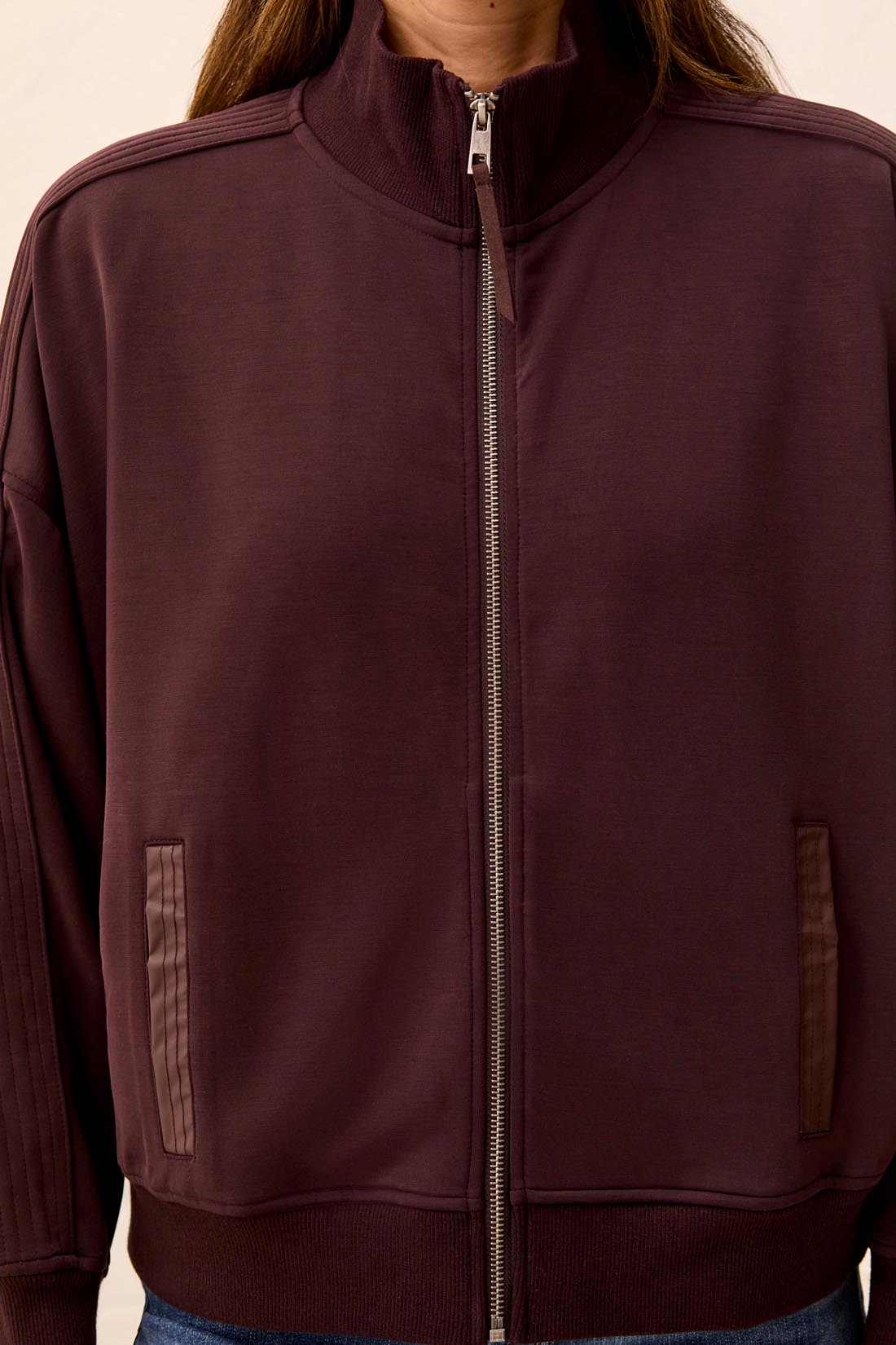 Tribal Knit Bomber w/PU Trims & Fancy Detail Saddlebrown 62940-5032-1297