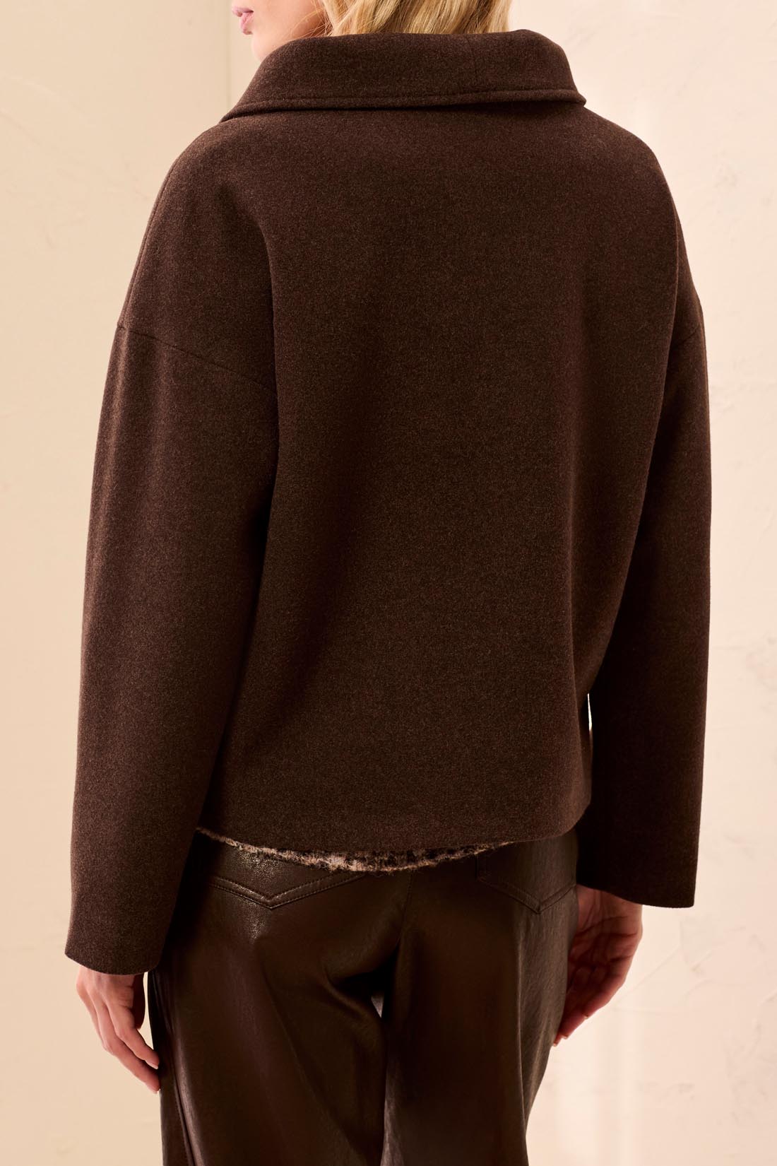Tribal Lofty Chic Funnel Neck Jacket Saddlebrown  63430-5847-1297