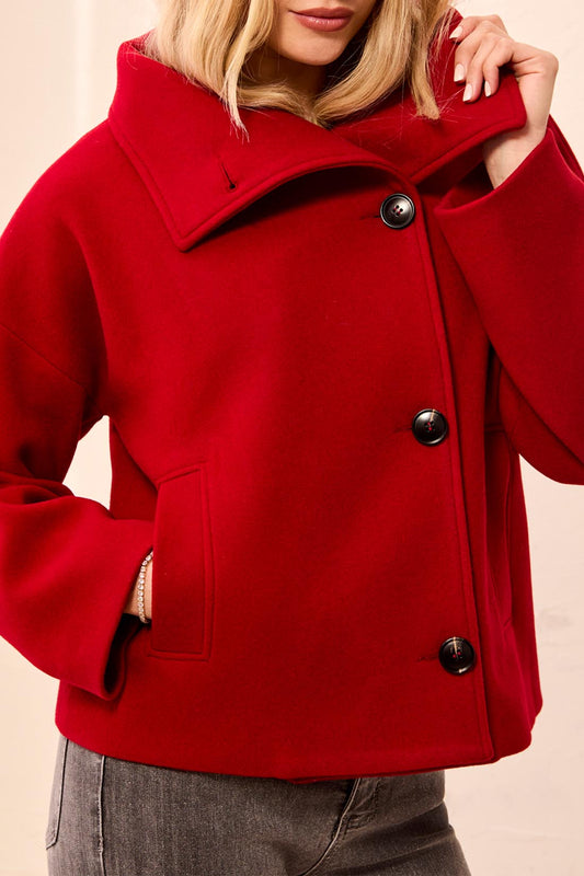 Tribal Lofty Chic Funnel Neck Jacket  Pinot 63430-5847-3370