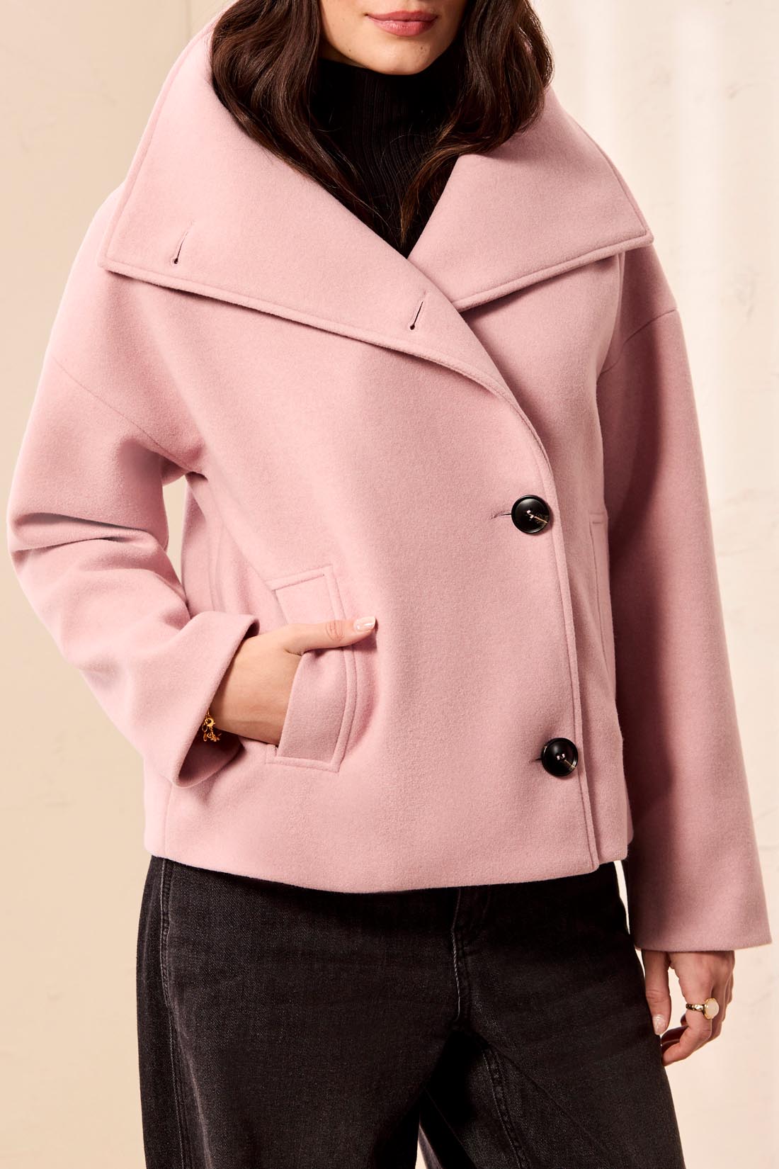 Tribal Lofty Chic Funnel Neck Jacket Pink Frost 63430-5847-3378