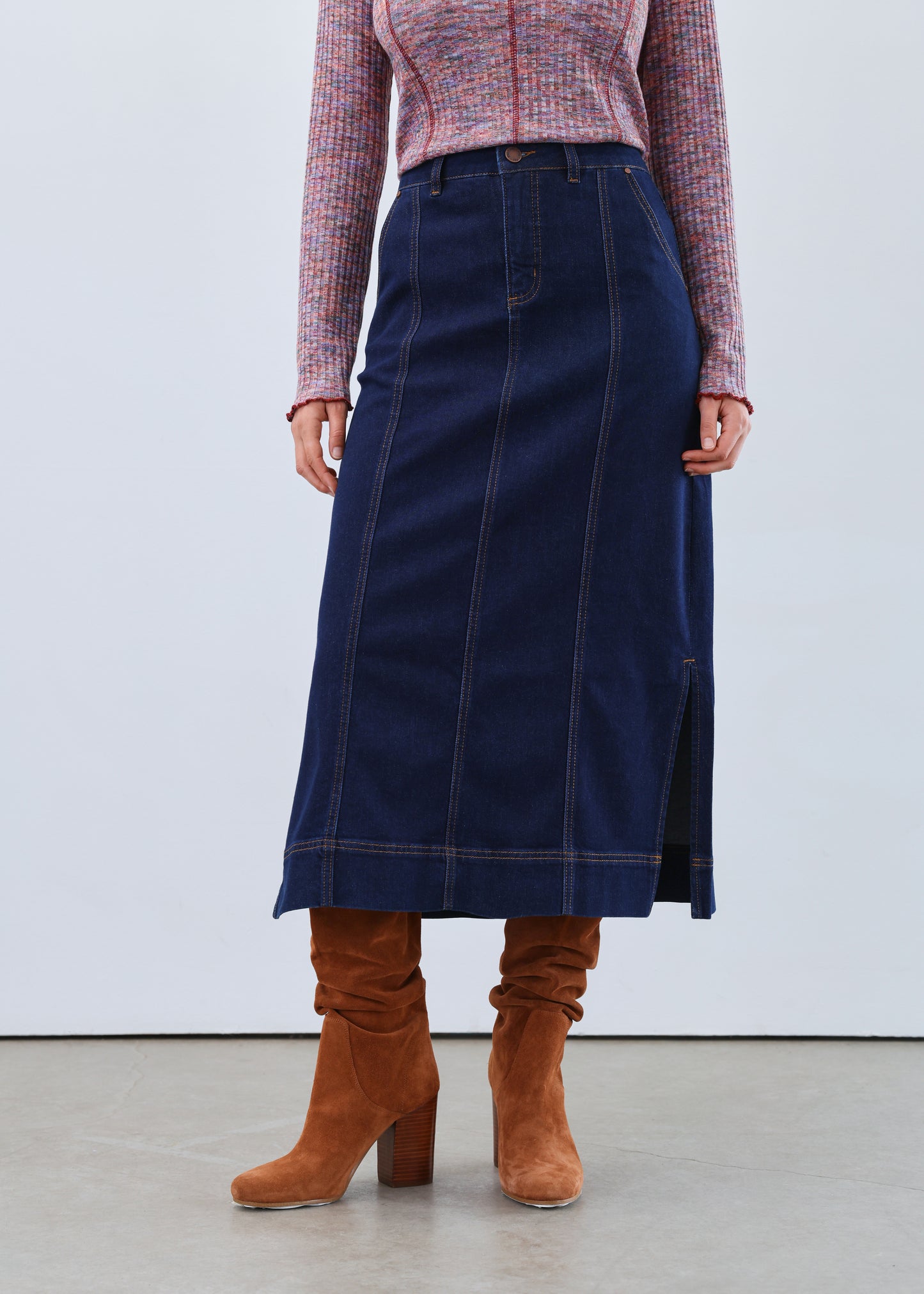 FDJ Column Midi Skirt  Rinse Wash 6778843