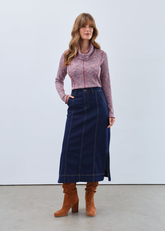 FDJ Column Midi Skirt  Rinse Wash 6778843