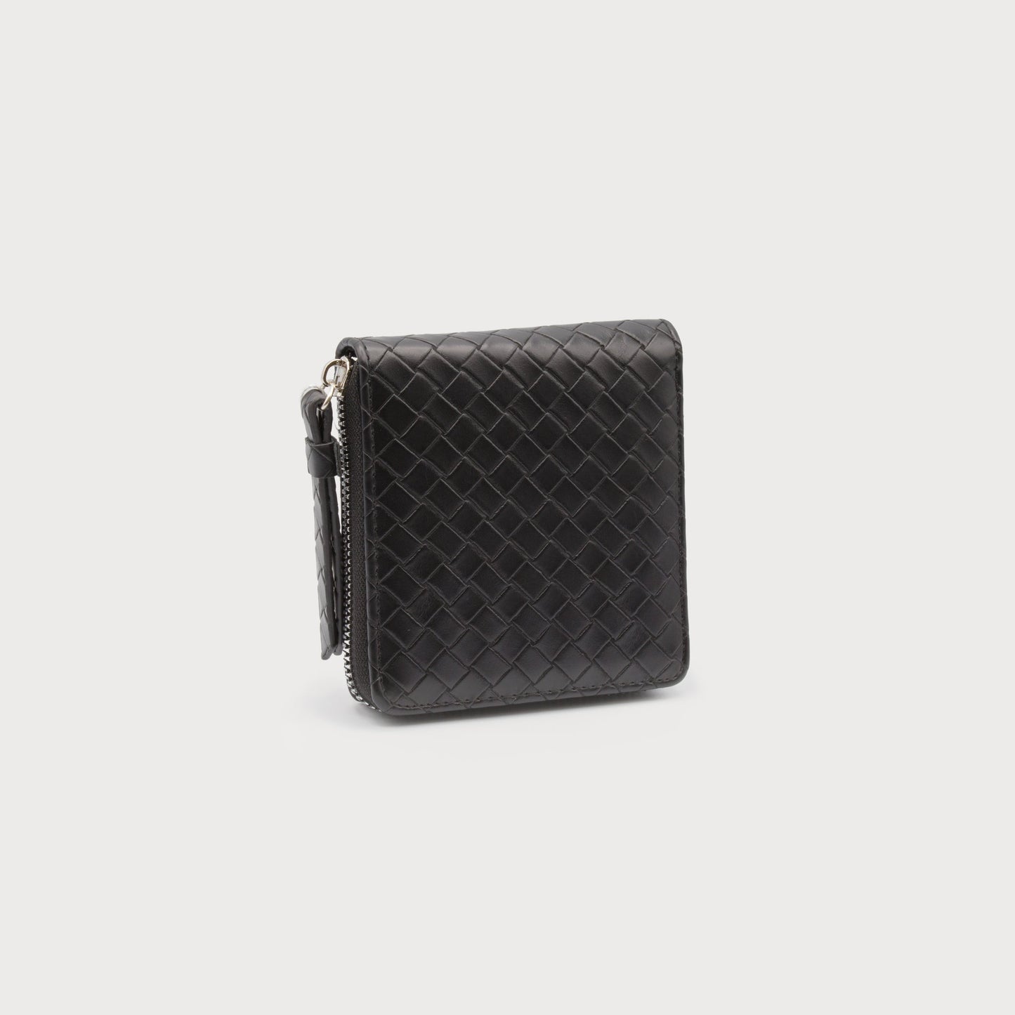 Caracol Square Zippered Wallet w/Card Slots & Closed Coin Pocket Black 7125-BLK-B