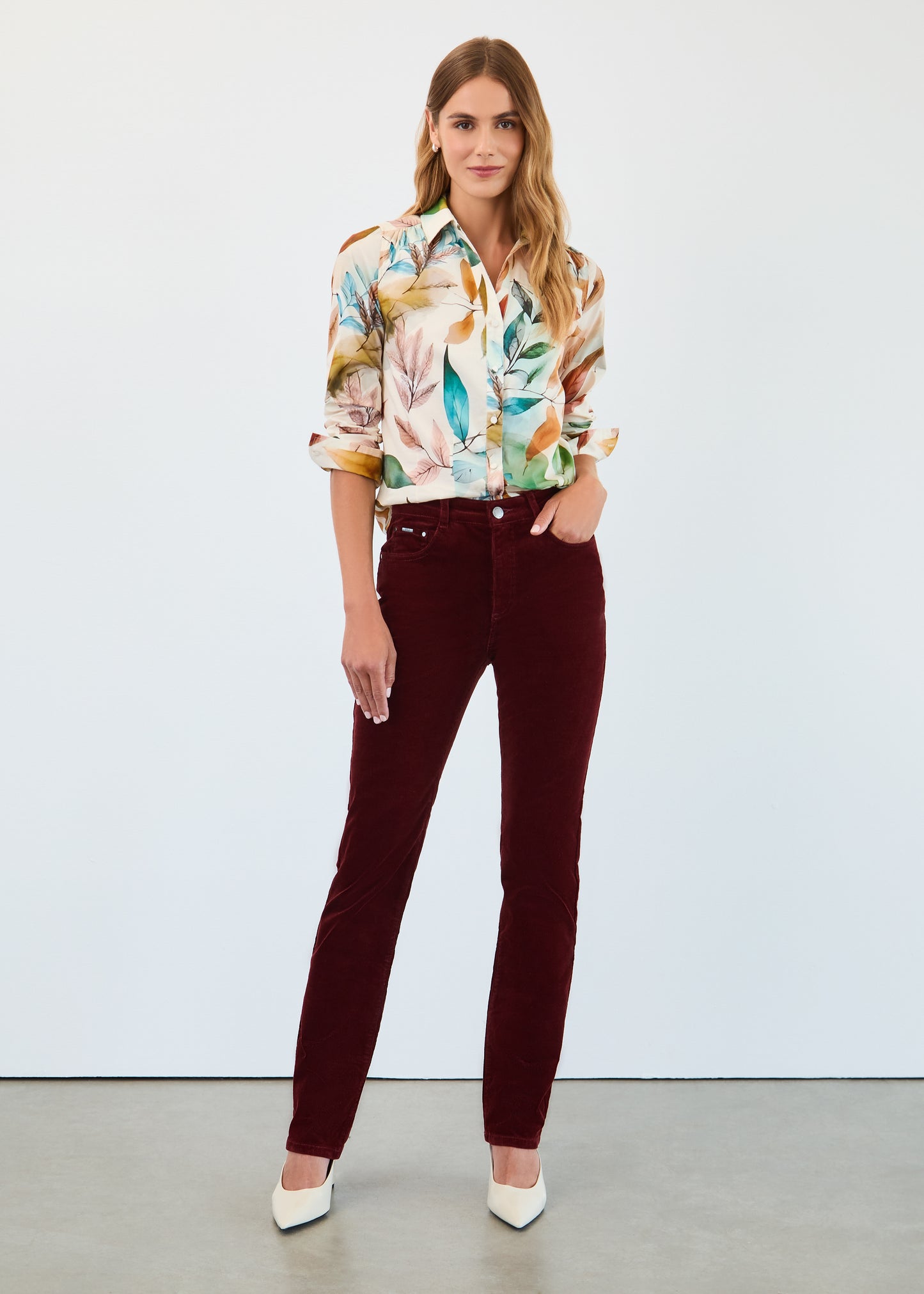 FDJ Long Sleeve Split Mock Neck Shirt  Miriam 7190623