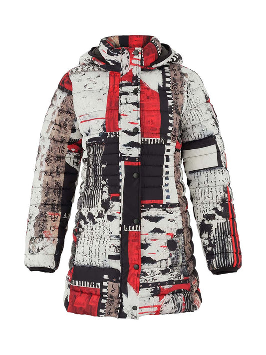 Dolcezza Simply Art Print Coat  Black/Red/Ecru 75841