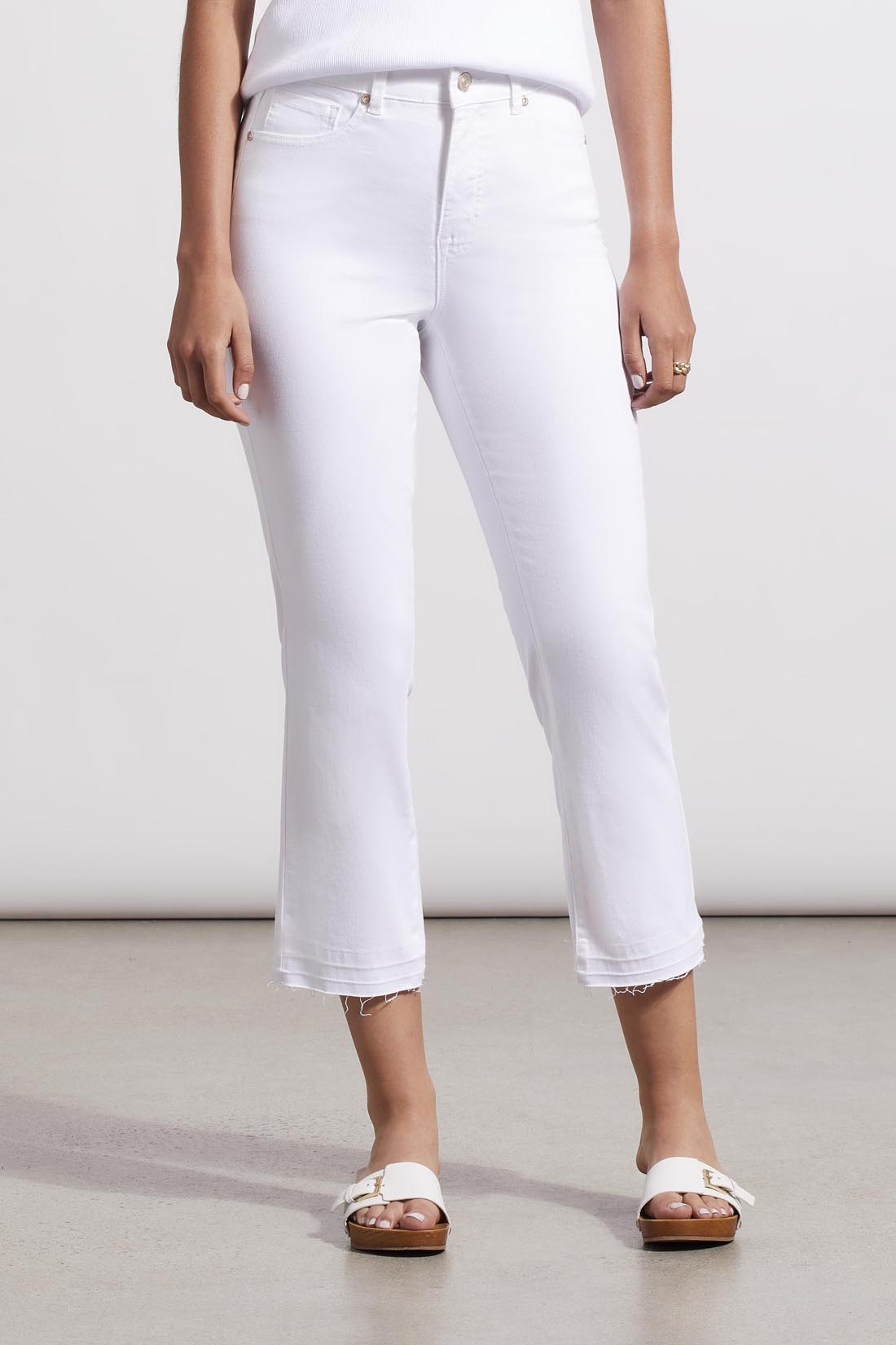 Tribal Sophia Micro Flare Crop Jeans w/Released Hem White 77350-2020W-0001