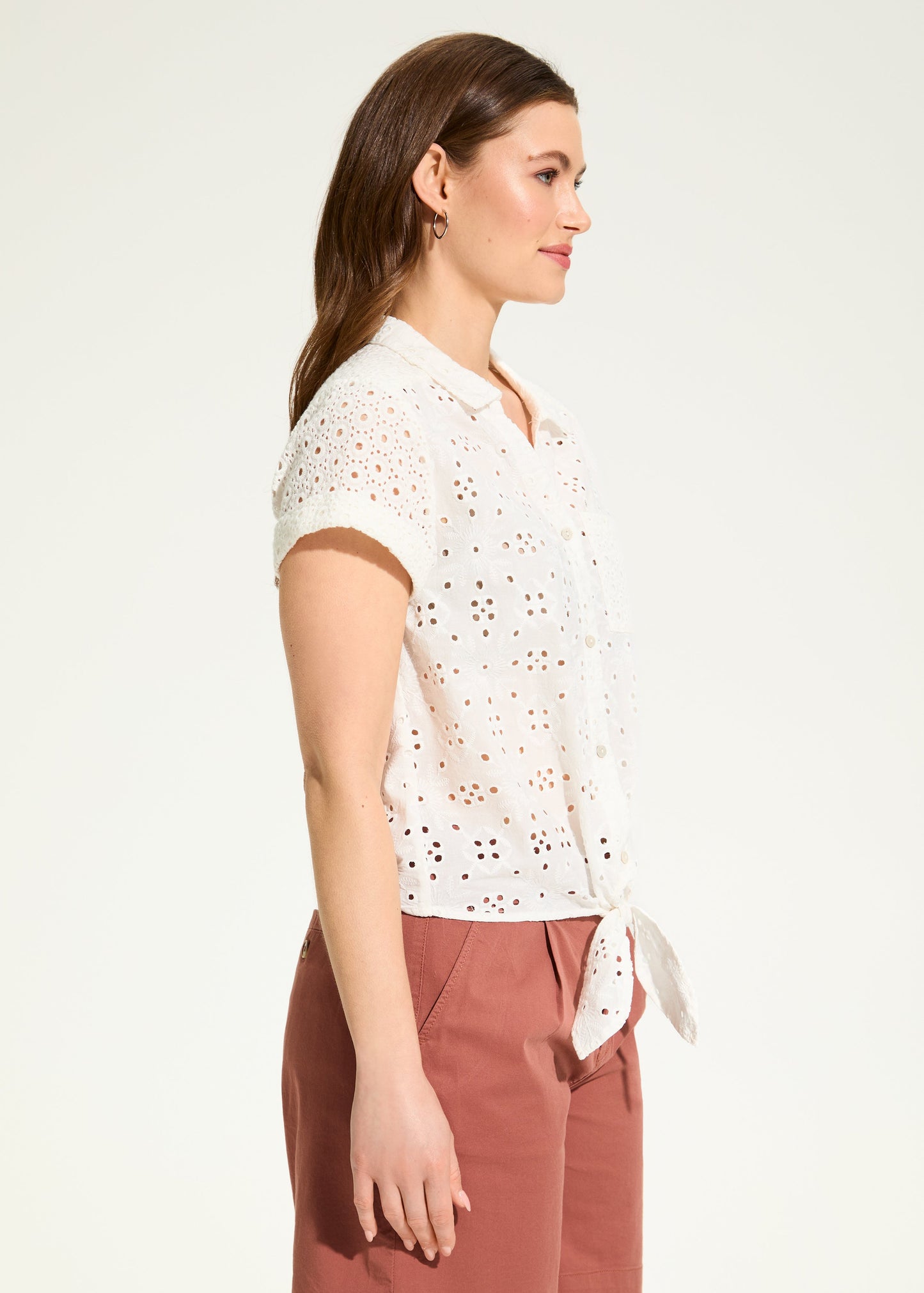 FDJ Eyelet Lace Short Sleeve Blouse White 7824395