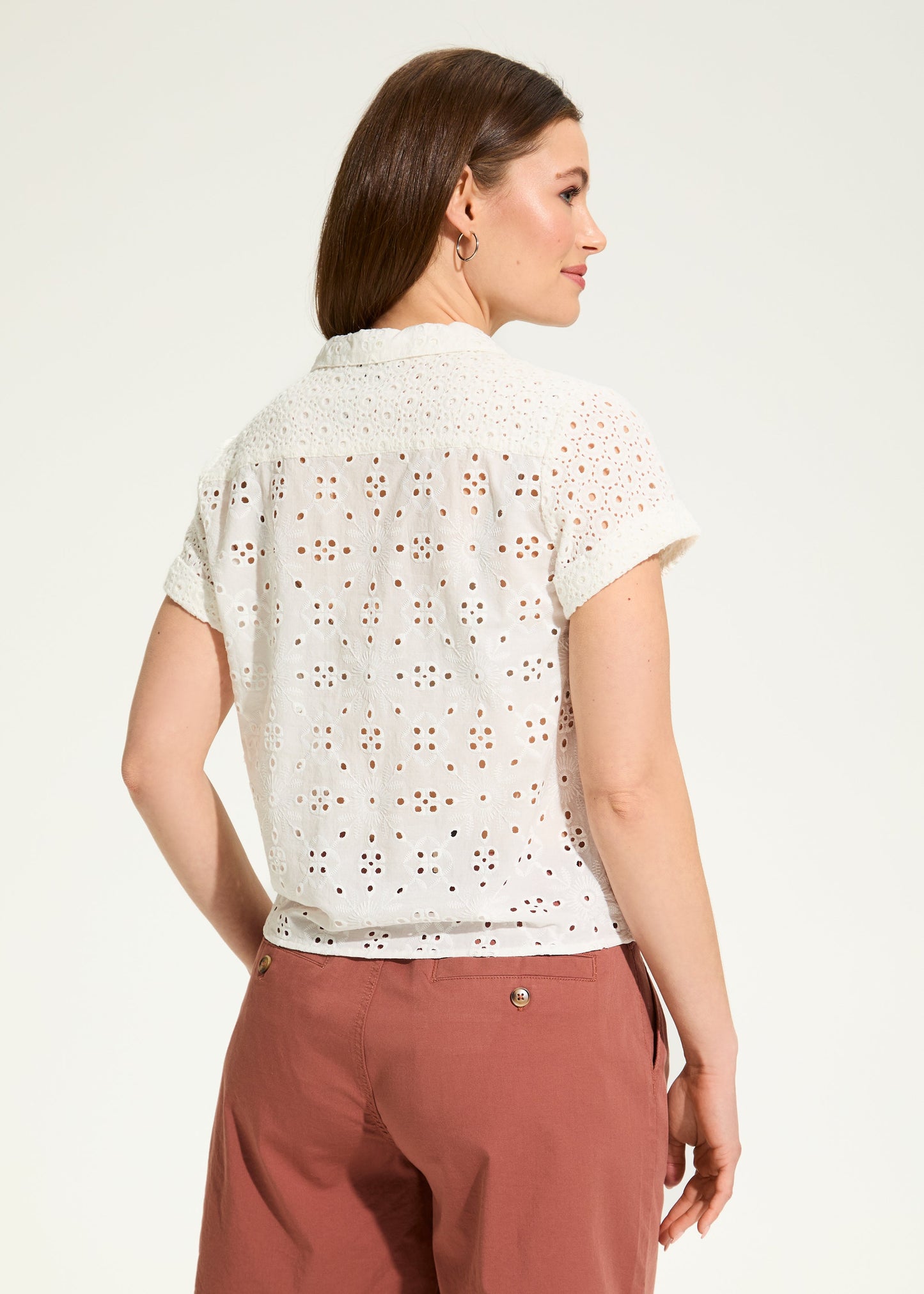 FDJ Eyelet Lace Short Sleeve Blouse White 7824395