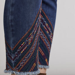 Tribal Audrey Pull On Slim Ankle Pant w/Embroidery Blue Jay 78860-4880-2448