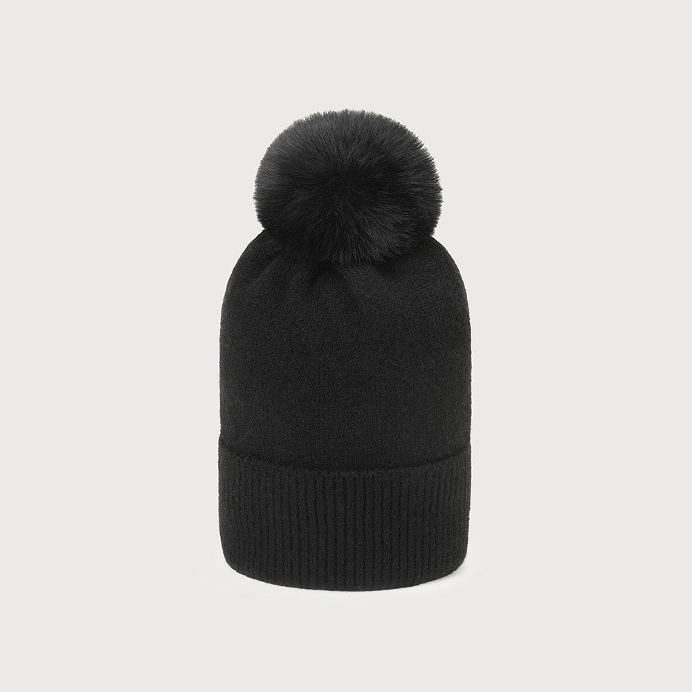 Caracol Warm Hat w/Pom Black 8008-BLK