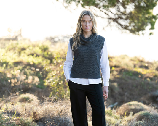 Marble Cowl Neck Sweater Vest Charcoal 8081-105