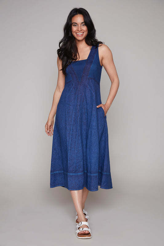 Compli K Sleeveless Linen Dress Navy 8415