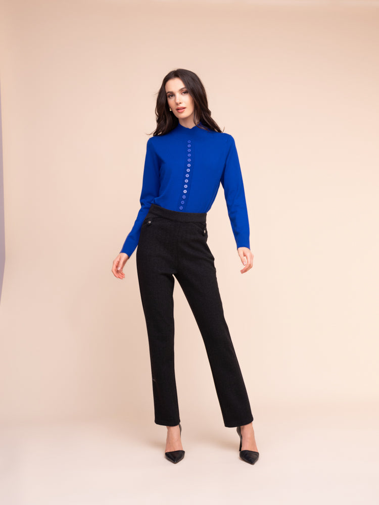 Alison Sheri Patterned Pull-On Straight Leg Pant Charcoal A48321