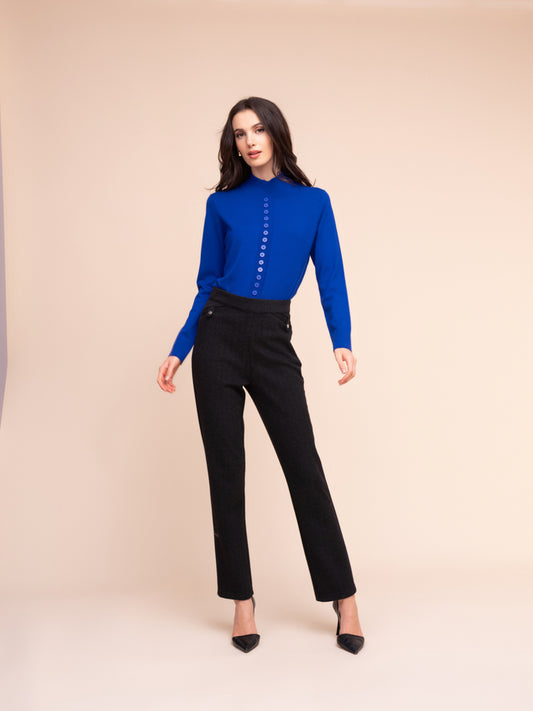 Alison Sheri Patterned Pull-On Straight Leg Pant Charcoal A48321