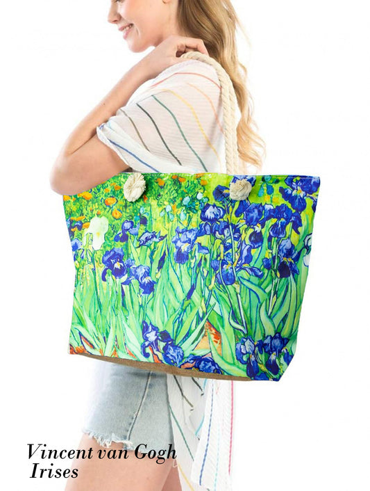 Cherie Bliss Irises Oil Painting Shoulder Bag BG1633