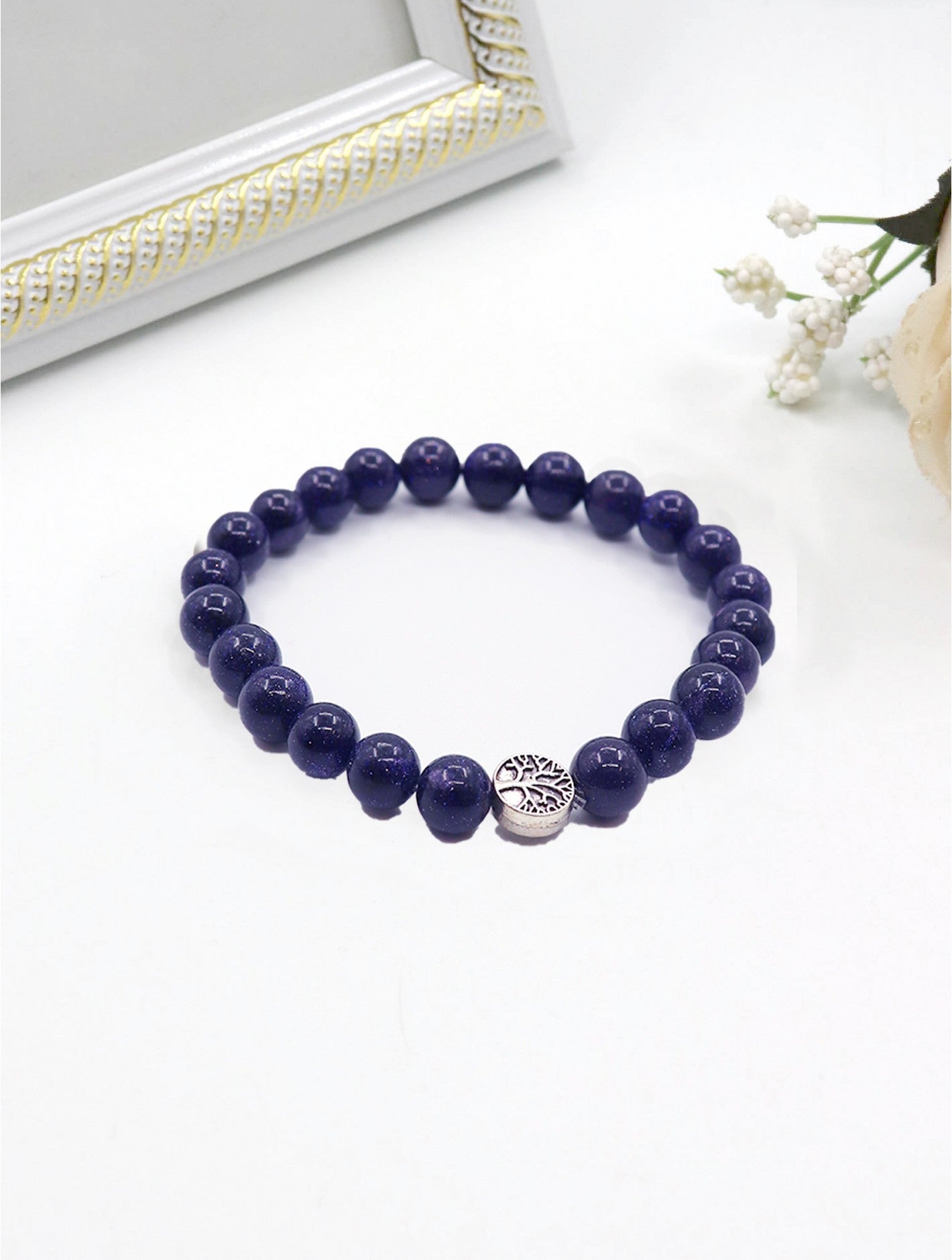 Cherie Bliss Blue Sandstone Blessing Bead Bracelet With Gift Box BR1235-01