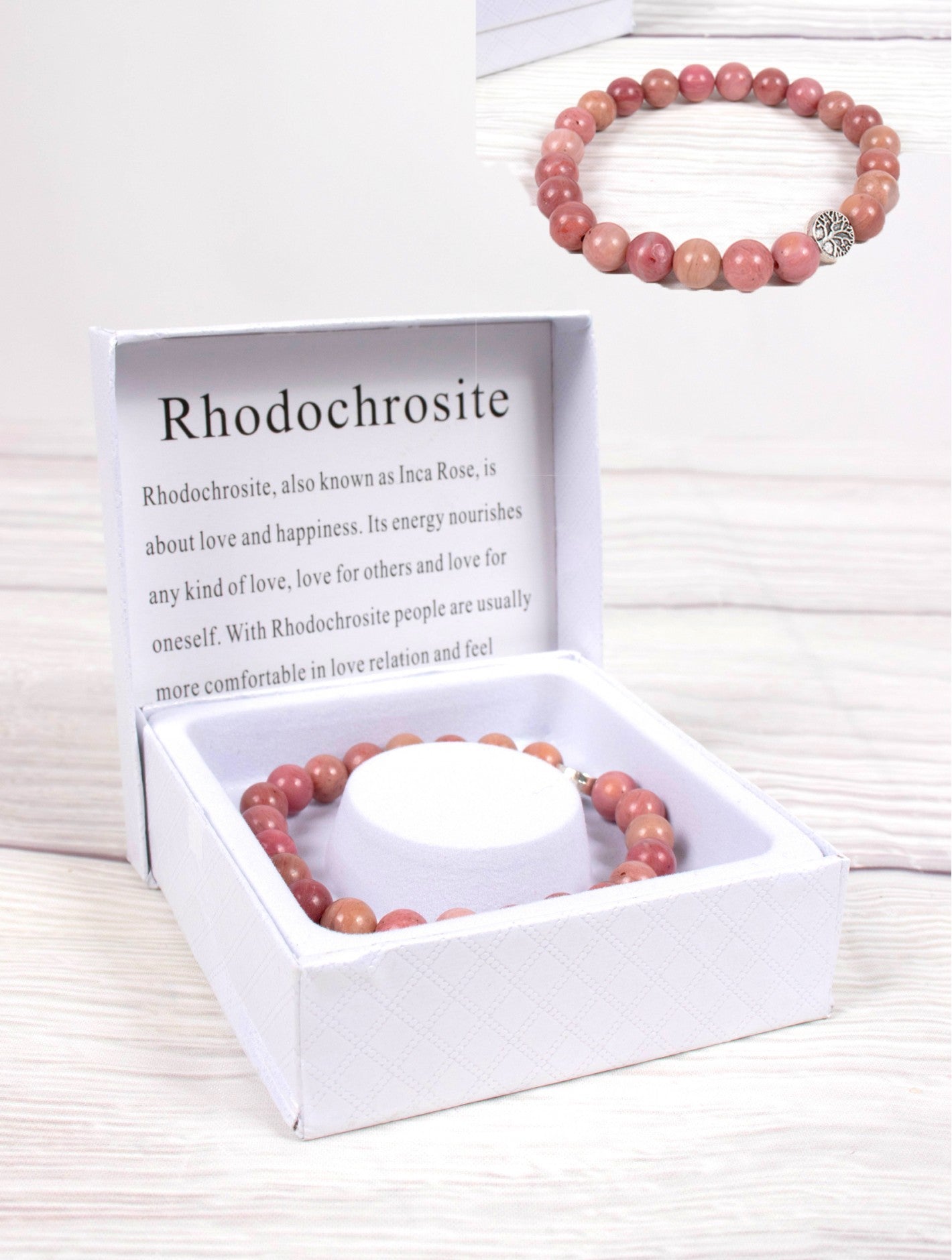 Cherie Bliss Rhodochrosite Blessing Bead Bracelet With Gift Box BR1241