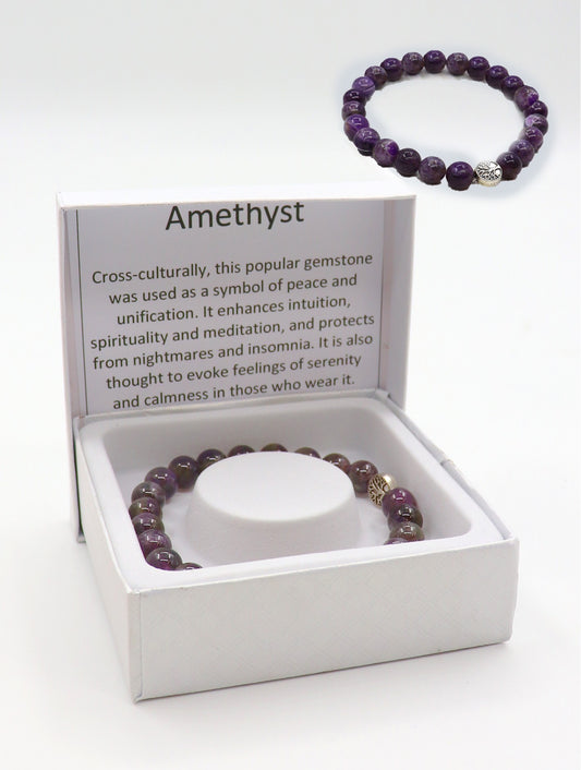 Cherie Bliss Purple Amethyst Blessing Bead Bracelet With Gift Box BR1258