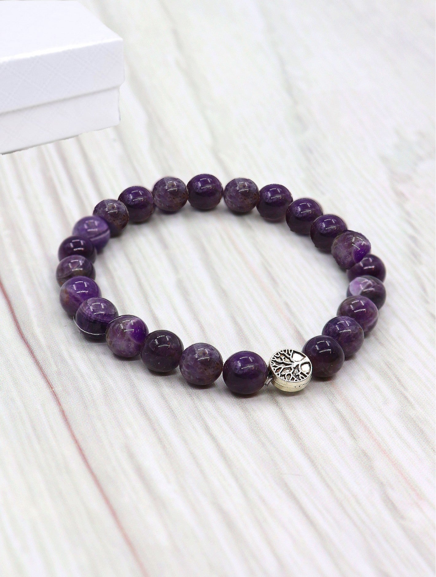 Cherie Bliss Purple Amethyst Blessing Bead Bracelet With Gift Box BR1258