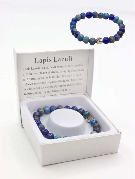 Cherie Bliss Lapis Lazuli (Starry Night) Blessing Bead Bracelet w/Gift Box BR1259