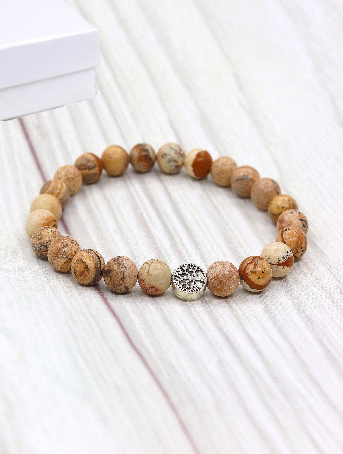 Cherie Bliss Landscape Jasper Blessing Bead Bracelet With Gift Box BR1264