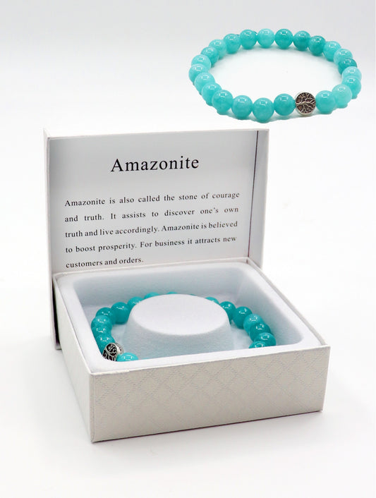 Cherie Bliss Amazonite Blessing Bead Bracelet w/Gift Box BR1270