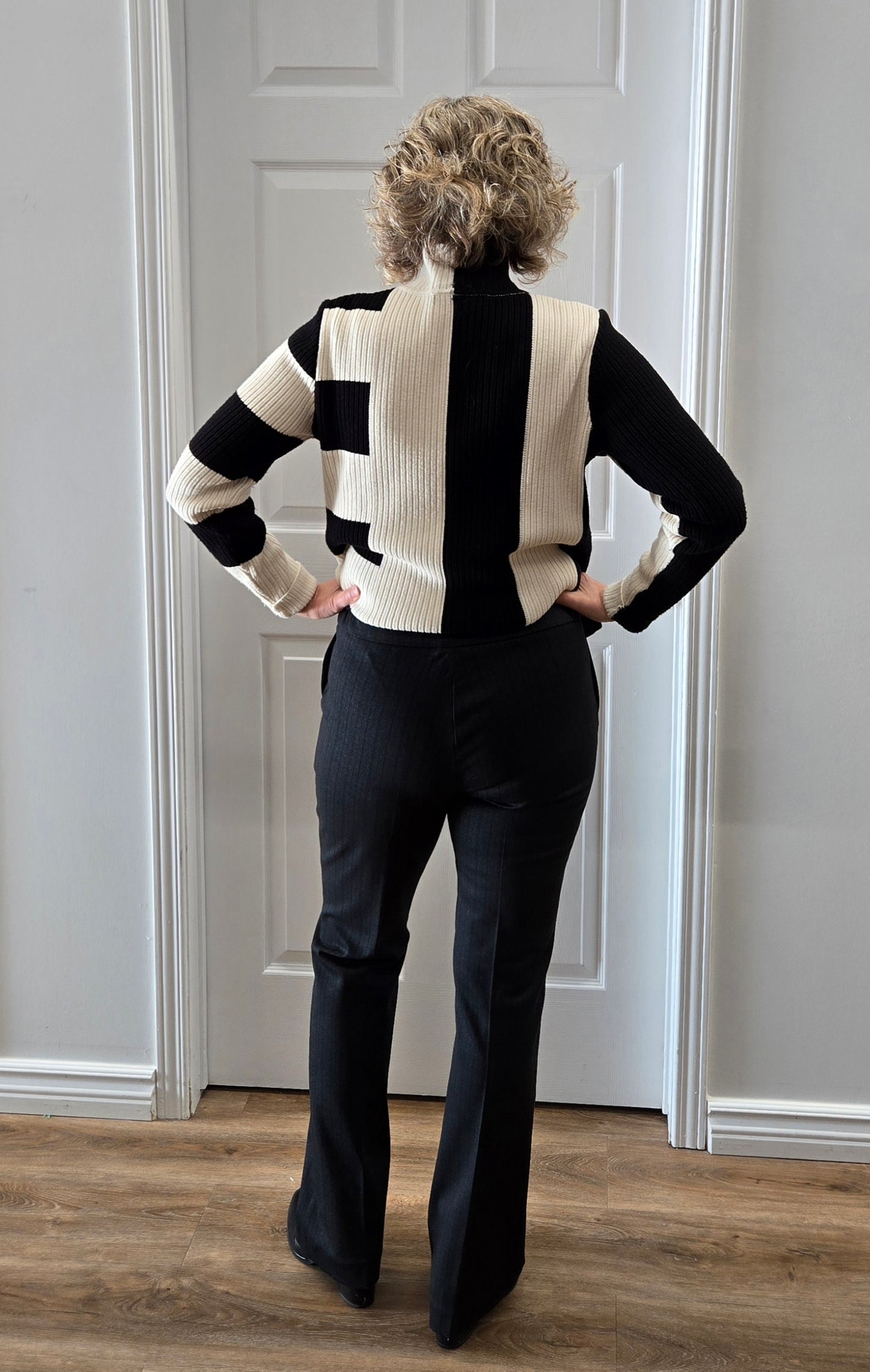 Lisette L Herringbone 31" Mini Flair Pant Black/Charcoal 1425-997