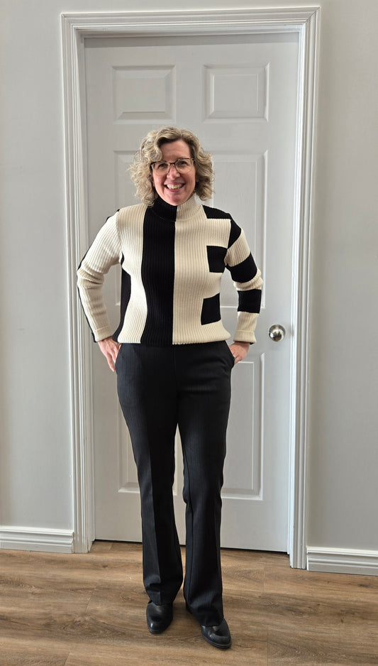 Lisette L Herringbone 31" Mini Flair Pant Black/Charcoal 1425-997