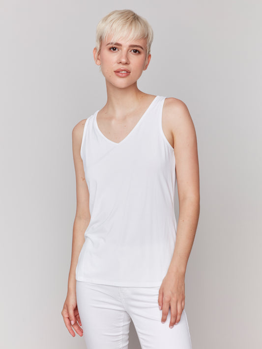Charlie B Reversible Bamboo Viscose Cami White C1243SPK-730A-002