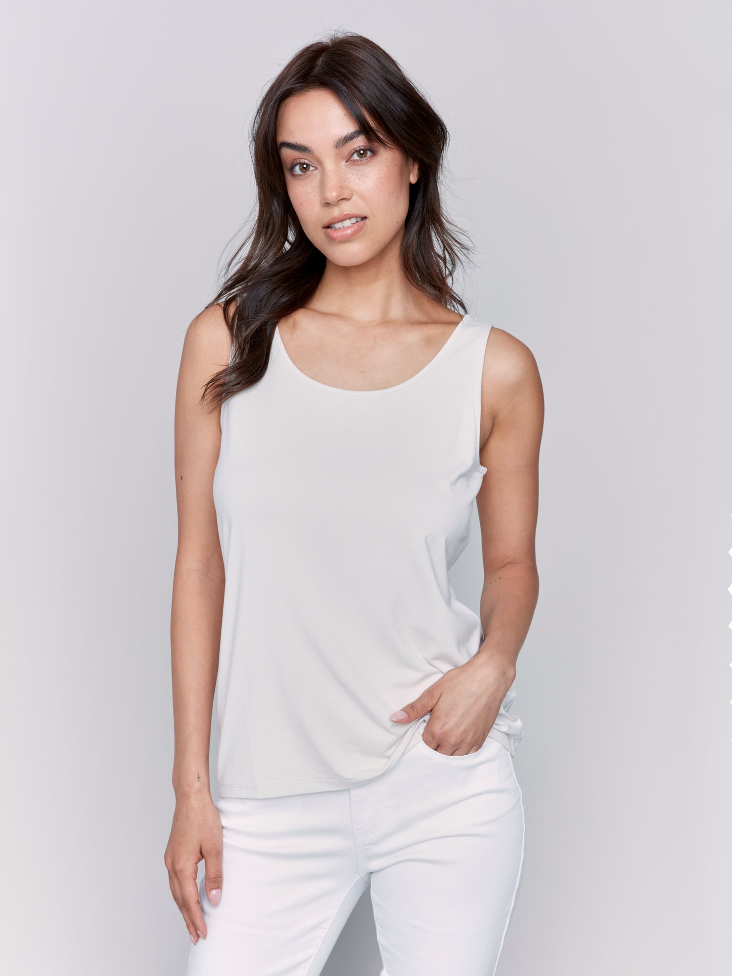 Charlie B Reversible Bamboo Viscose Cami Greige C1243SPK-730A-324