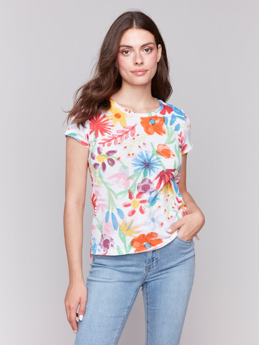 Charlie B Short Sleeve T-Shirt Wildflowers C1310ZPK-463B-P868