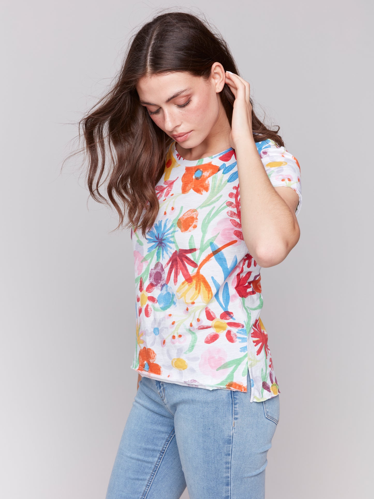 Charlie B Short Sleeve T-Shirt Wildflowers C1310ZPK-463B-P868