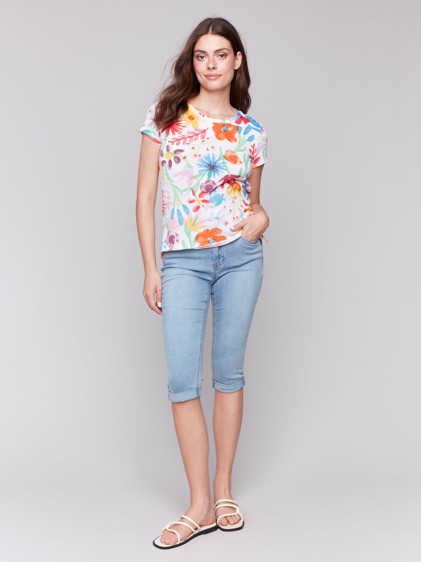 Charlie B Short Sleeve T-Shirt Wildflowers C1310ZPK-463B-P868