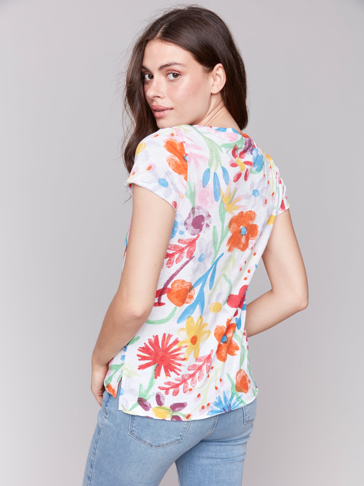 Charlie B Short Sleeve T-Shirt Wildflowers C1310ZPK-463B-P868