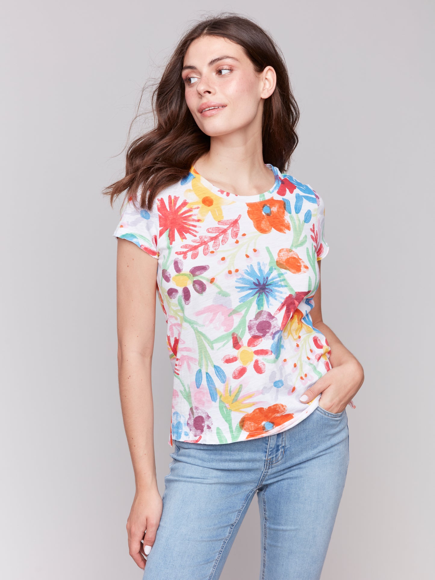Charlie B Short Sleeve T-Shirt Wildflowers C1310ZPK-463B-P868