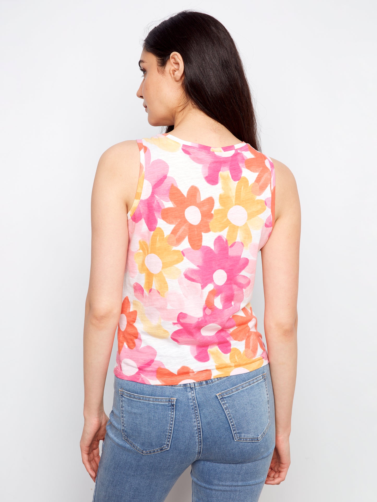 Charlie B Printed Organic Cotton Top w/Twisted Hem at Front Dandy C1365XPK-463B-P205