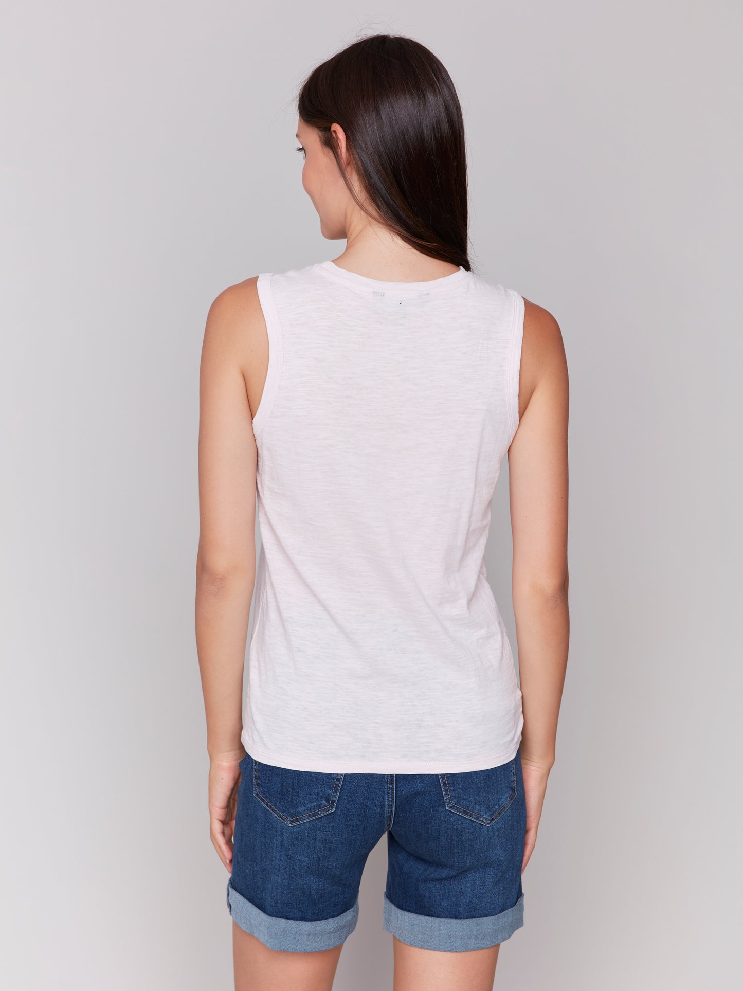 Charlie B Organic Cotton Tank w/Heart Cut Out Petal C1397PK-463B-109
