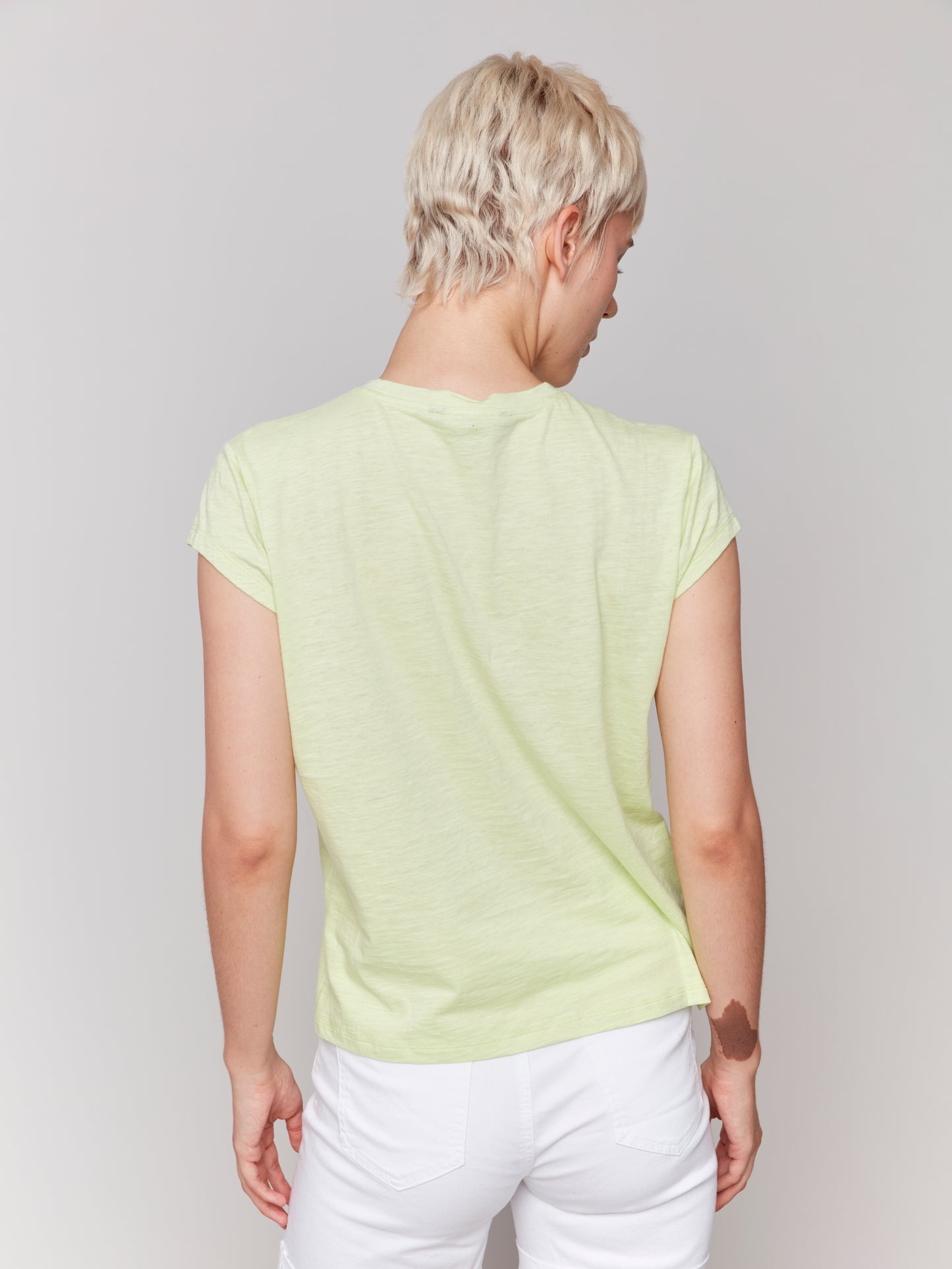 Charlie B Cap Sleeve Tee w/Chest Pocket Detail Keylime C1399PK-463B-015
