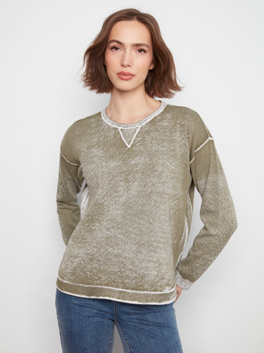 Charlie B Cotton Crew Neck Sweater Verveine C2010-261B-275