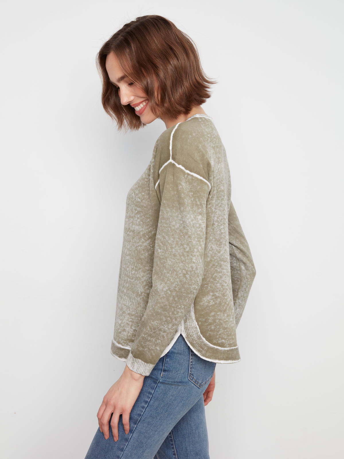 Charlie B Cotton Crew Neck Sweater Verveine C2010-261B-275
