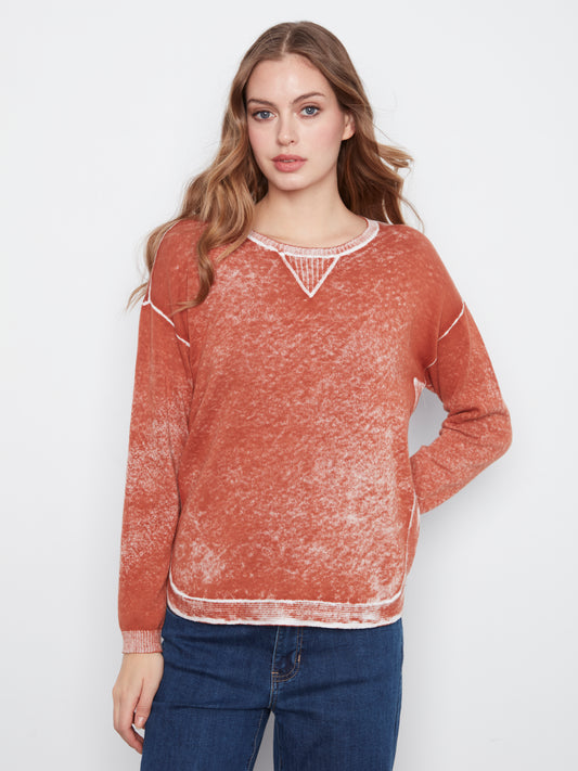Charlie B Cotton Crew Neck Sweater Ginger C2010-261B-285