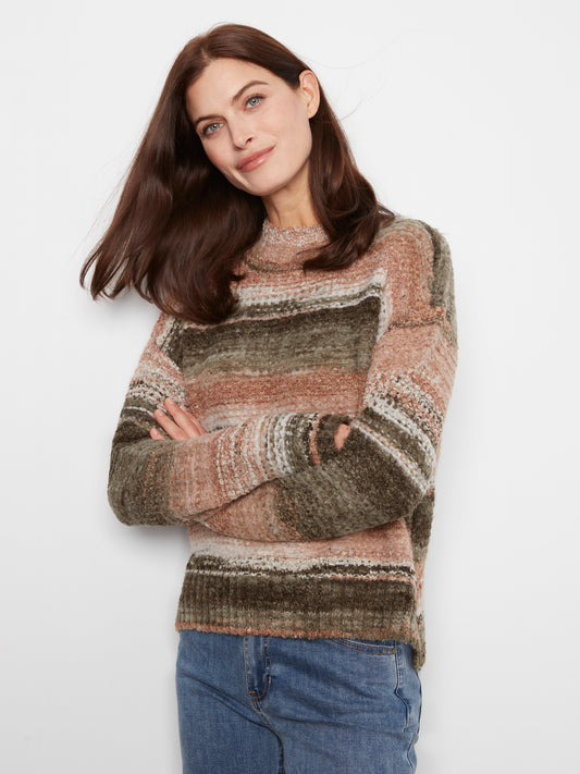 Charlie B Long Sleeve Drop Shoulder Mock Neck High-Low Sweater Forest C2067-747C-P403
