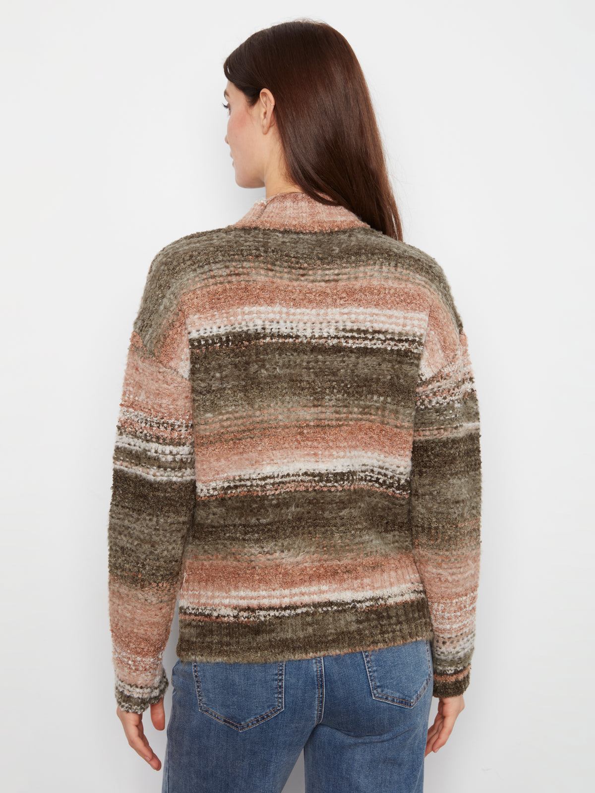 Charlie B Long Sleeve Drop Shoulder Mock Neck High-Low Sweater Forest C2067-747C-P403