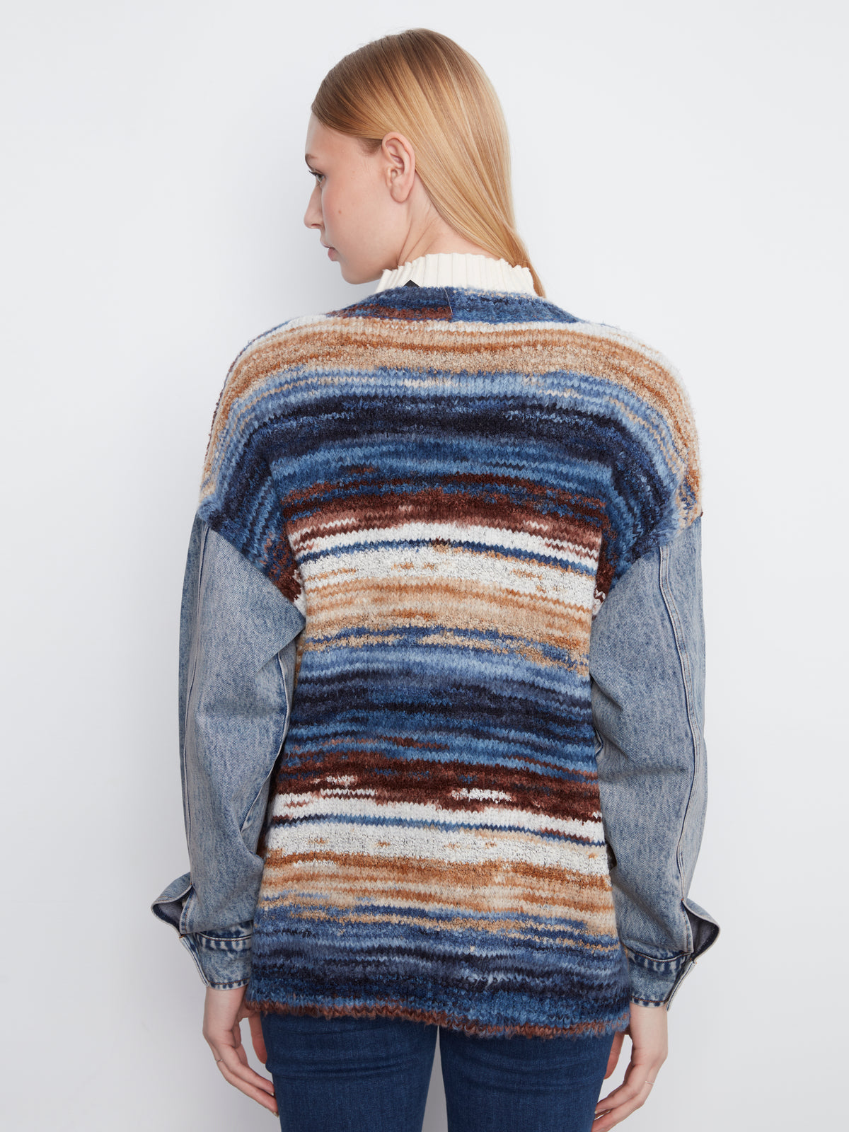 Charlie B Space Dye Yarn Cardigan w/Denim Combo Lake Tahoe C2161-805C-P859