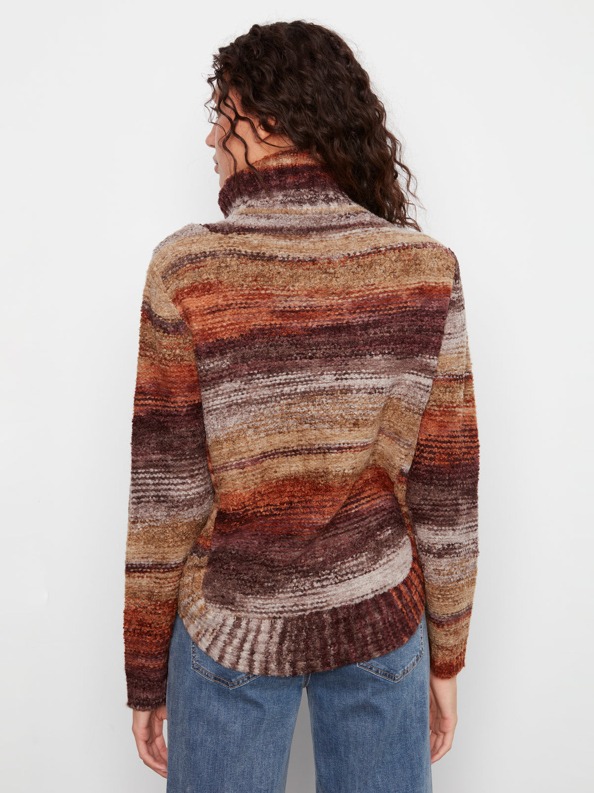 Charlie B Cowl Neck Round Hem Cable Knit Sweater Raisin C2316R-752C-P382
