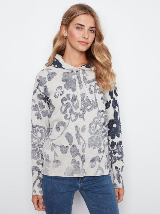 Charlie B Long Sleeve Printed Hoody Popover Sweater Lovely C2616RPR-261B-P274