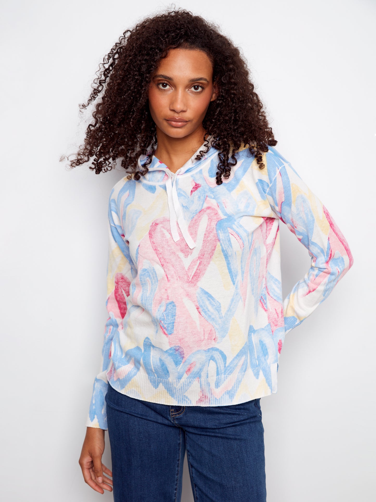 Charlie B Reverse Print L/S Hoodie Sweater Rainbow C2616RR-261B-P073