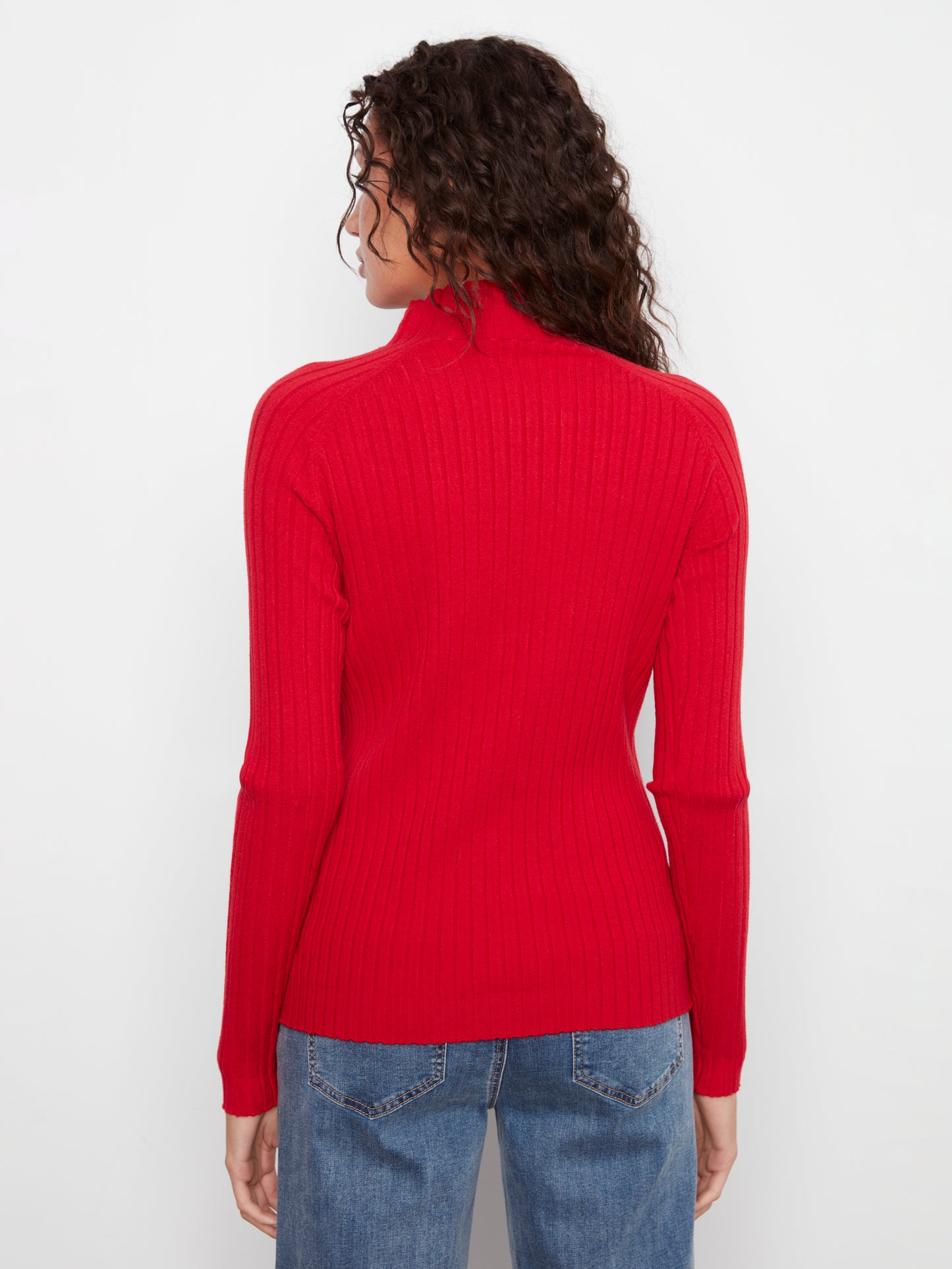 Charlie B Basic Ribbed Knit Mock Neck Long Sleeve Sweater Equestrian C2754RP-077C-307