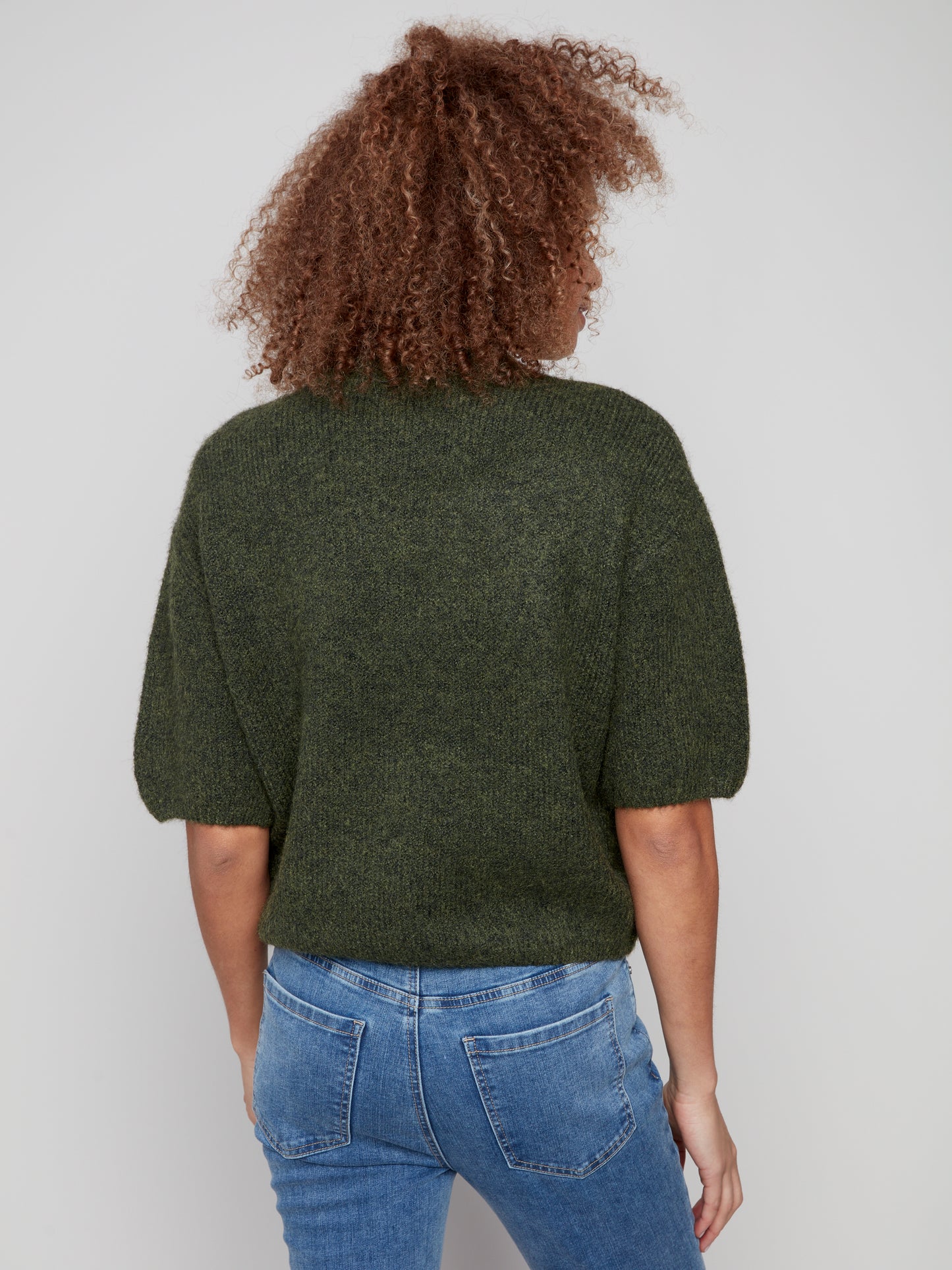 Charlie B Elbow Sleeve Balloon Shape Sweater Spruce C2858-340C-531